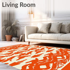Vibrant Orange Abstract Organic Flow Rug