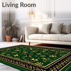 Deep Green Deer Snowflake Motif Rug