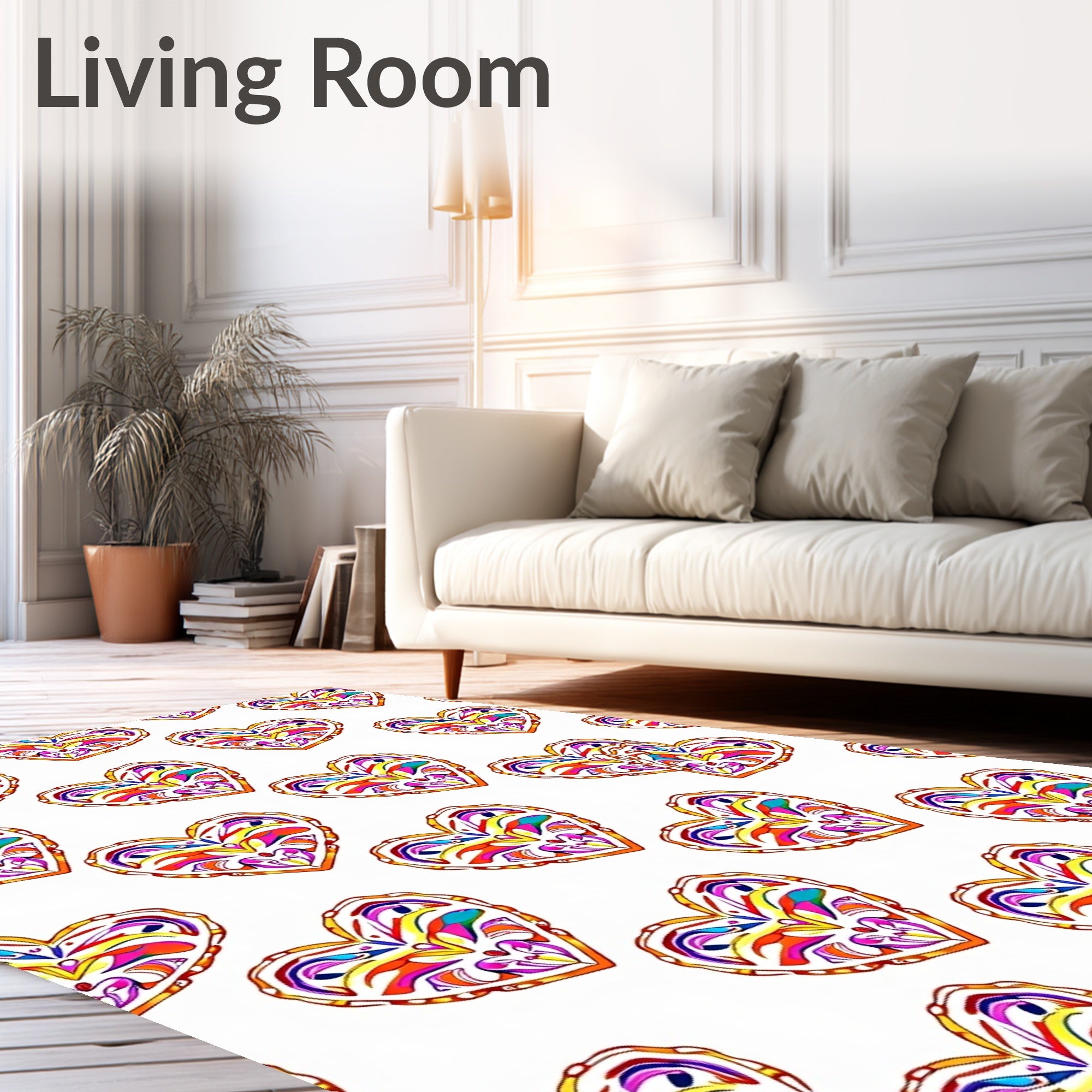 Vibrant Hearts Collection Repeating Artwork Rug