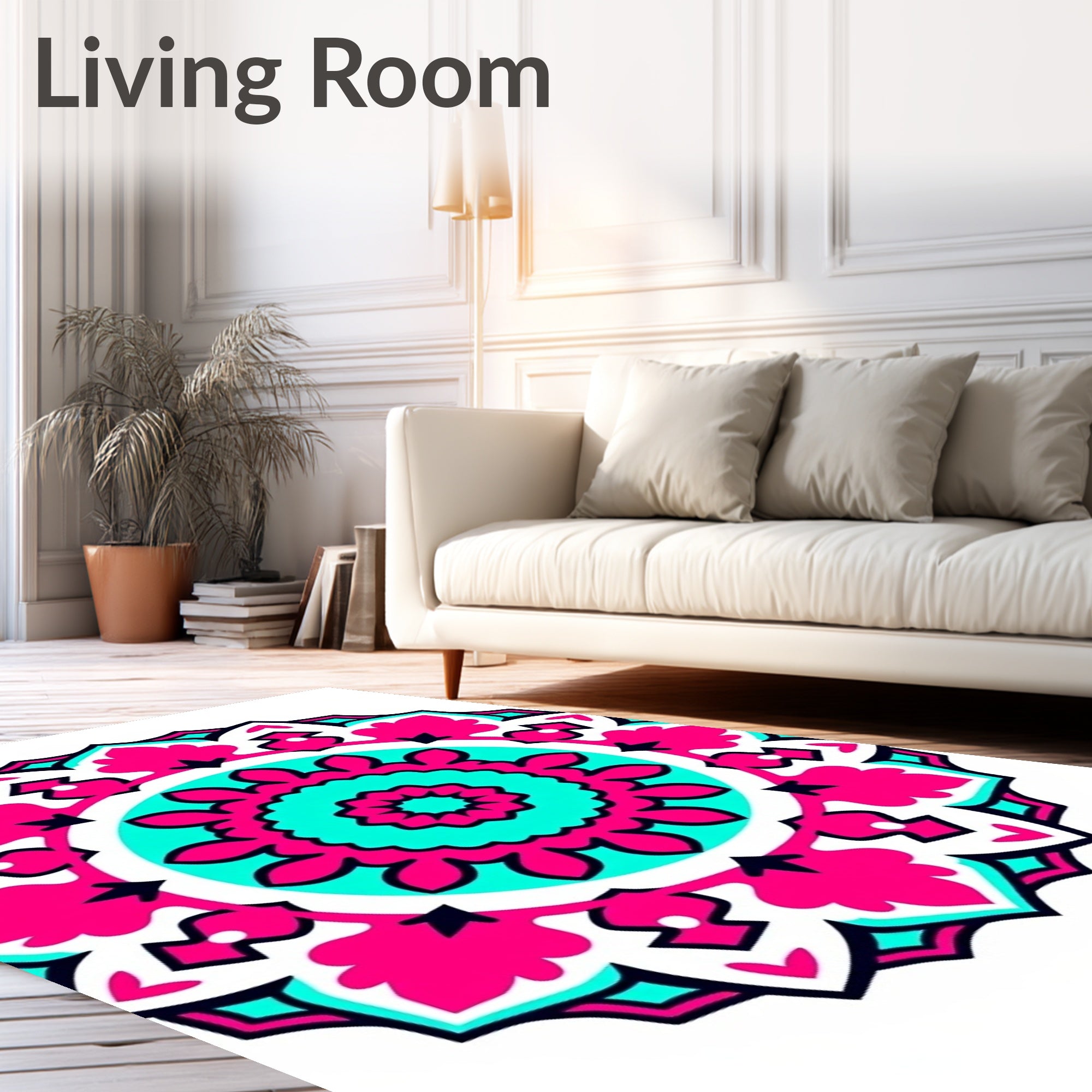 Vibrant Magenta Turquoise Mandala Bloom Rug
