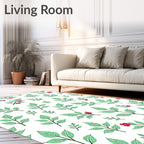 Green Leaf Red Berry Botanical Rug