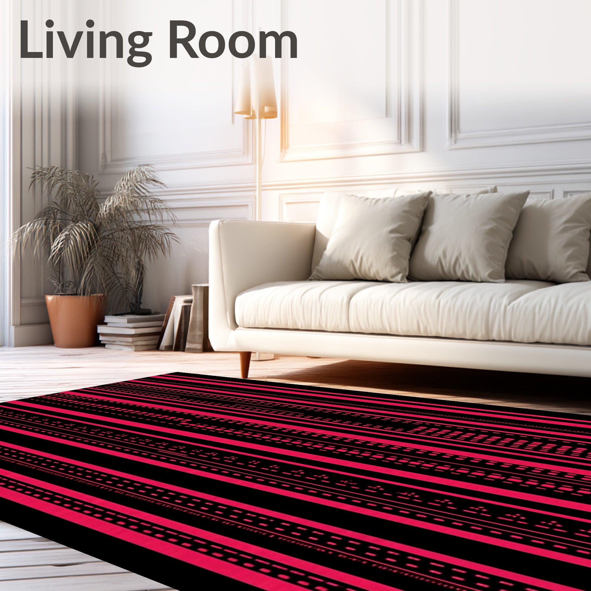 Bold Pink Vertical Dash Stripes Rug