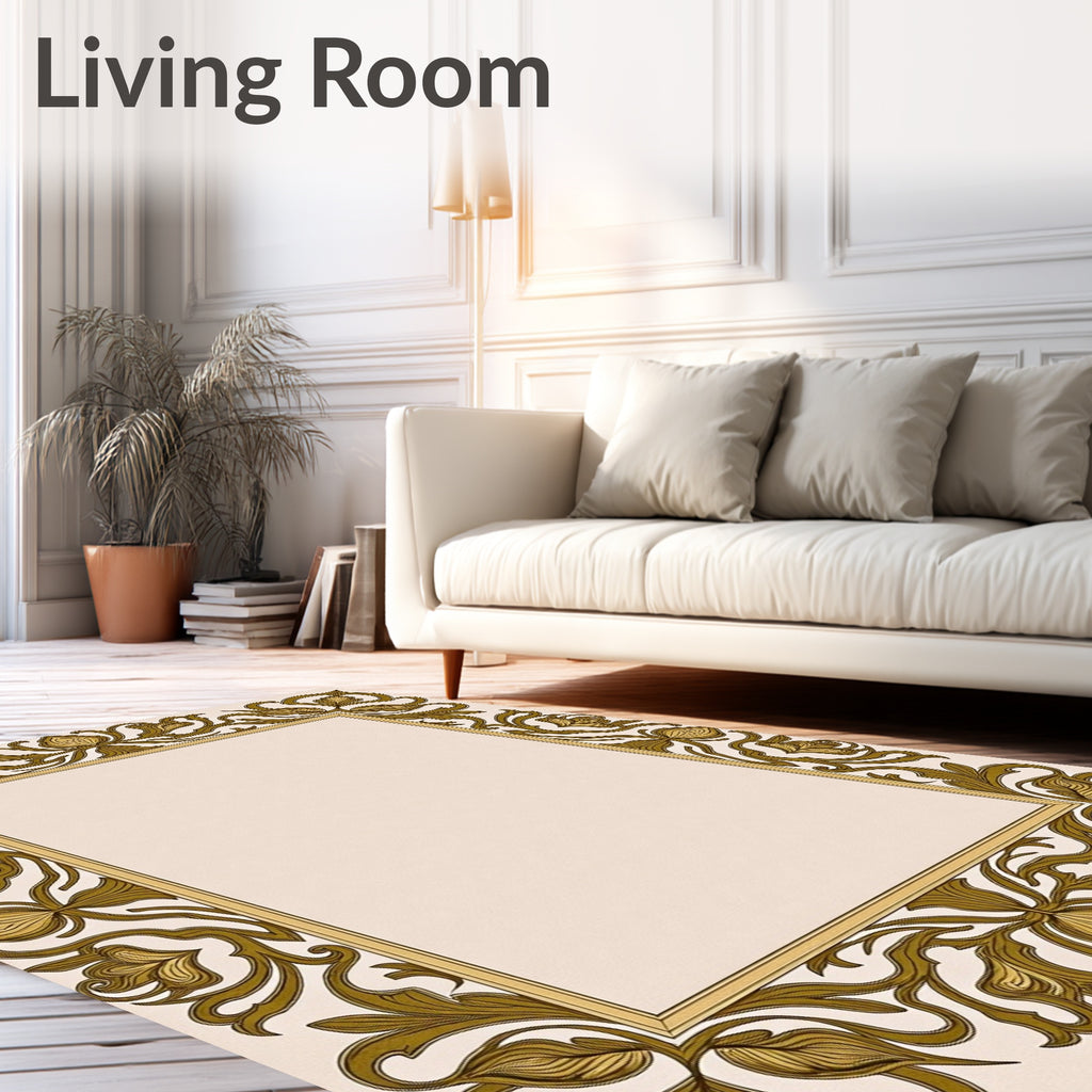 Art Nouveau Golden Floral Border Rug