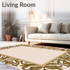 Art Nouveau Golden Floral Border Rug