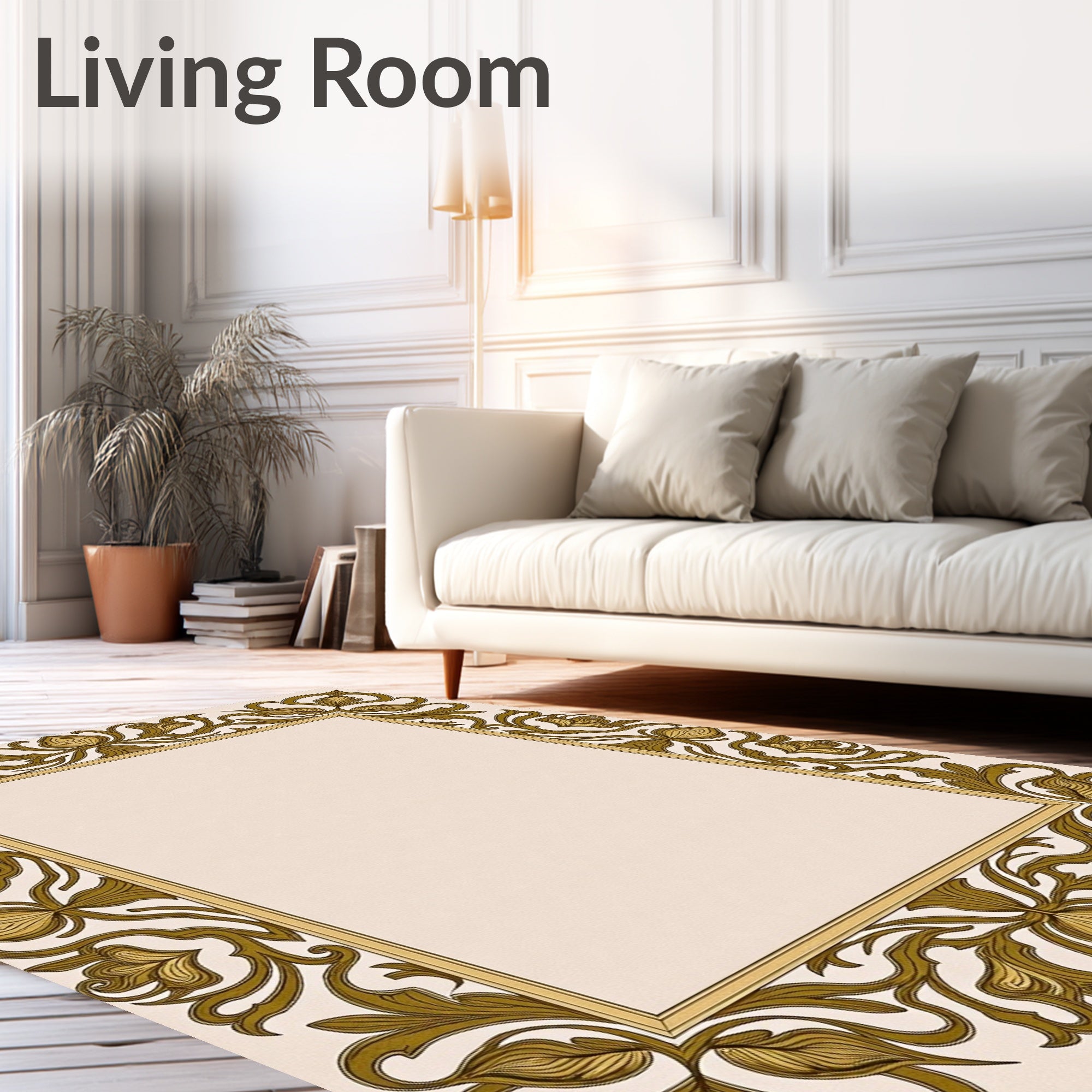 Art Nouveau Golden Floral Border Rug