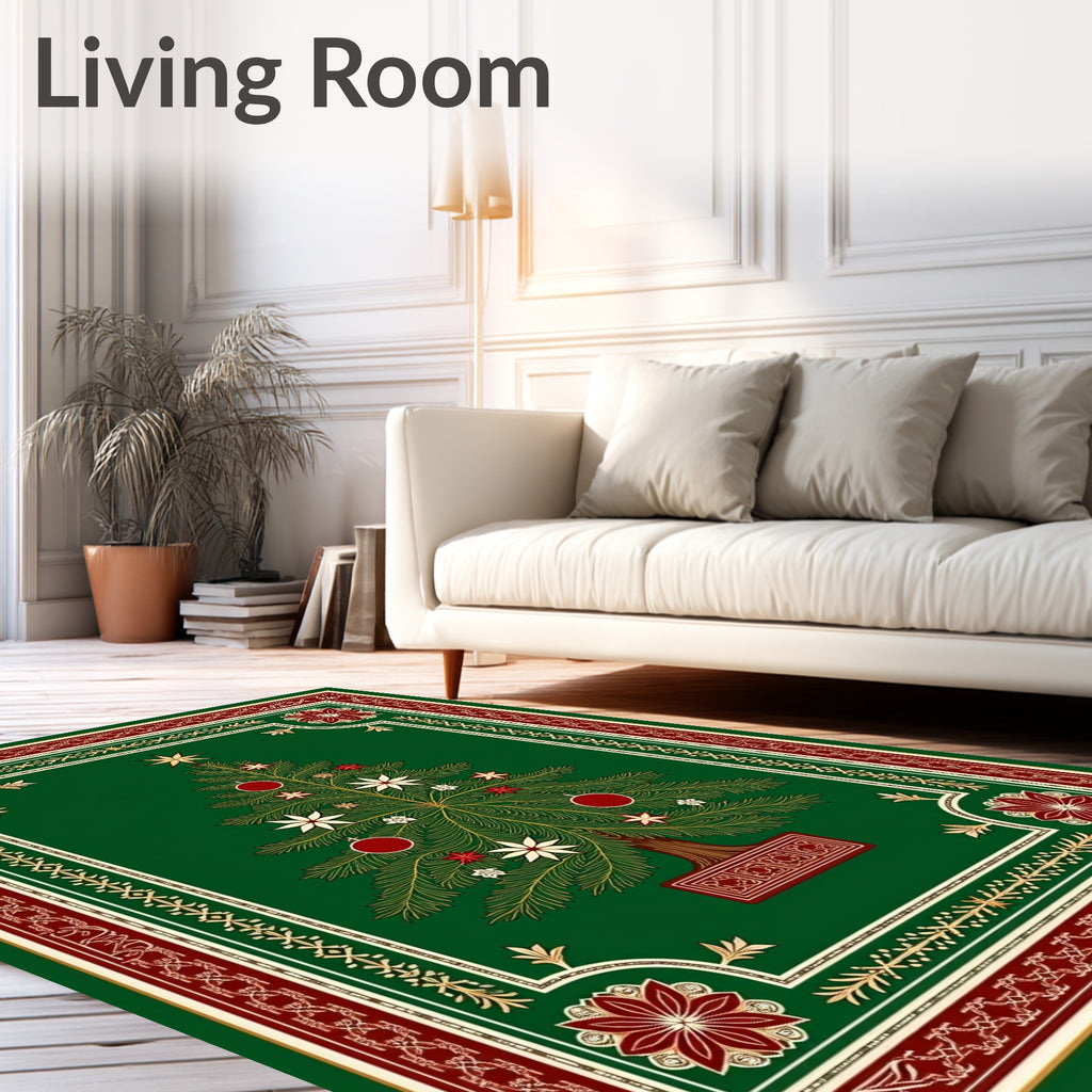 Emerald Green Christmas Tree Medallion Rug