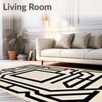 Bold Black Geometric Maze Rug