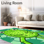 Vibrant Green Frog Lily Pad Garden Rug