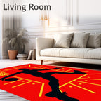 Red Black Basketball Player Court Rug