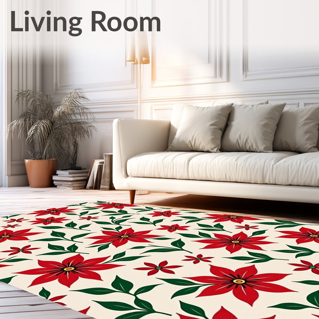 Crimson Red Blossom Botanical Field Rug