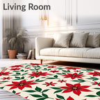 Crimson Red Blossom Botanical Field Rug