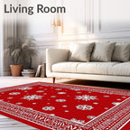 Crimson Snowflakes Festive Border Rug