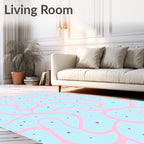 Pastel Pink Swirl Sky Dots Rug