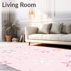 Pastel Pink Starburst Scatter Rug