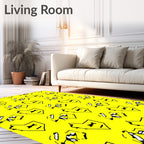 Yellow Black Comic Face Repeat Rug