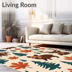 Cute Woodland Wildlife Maple Leaf Forest Rug