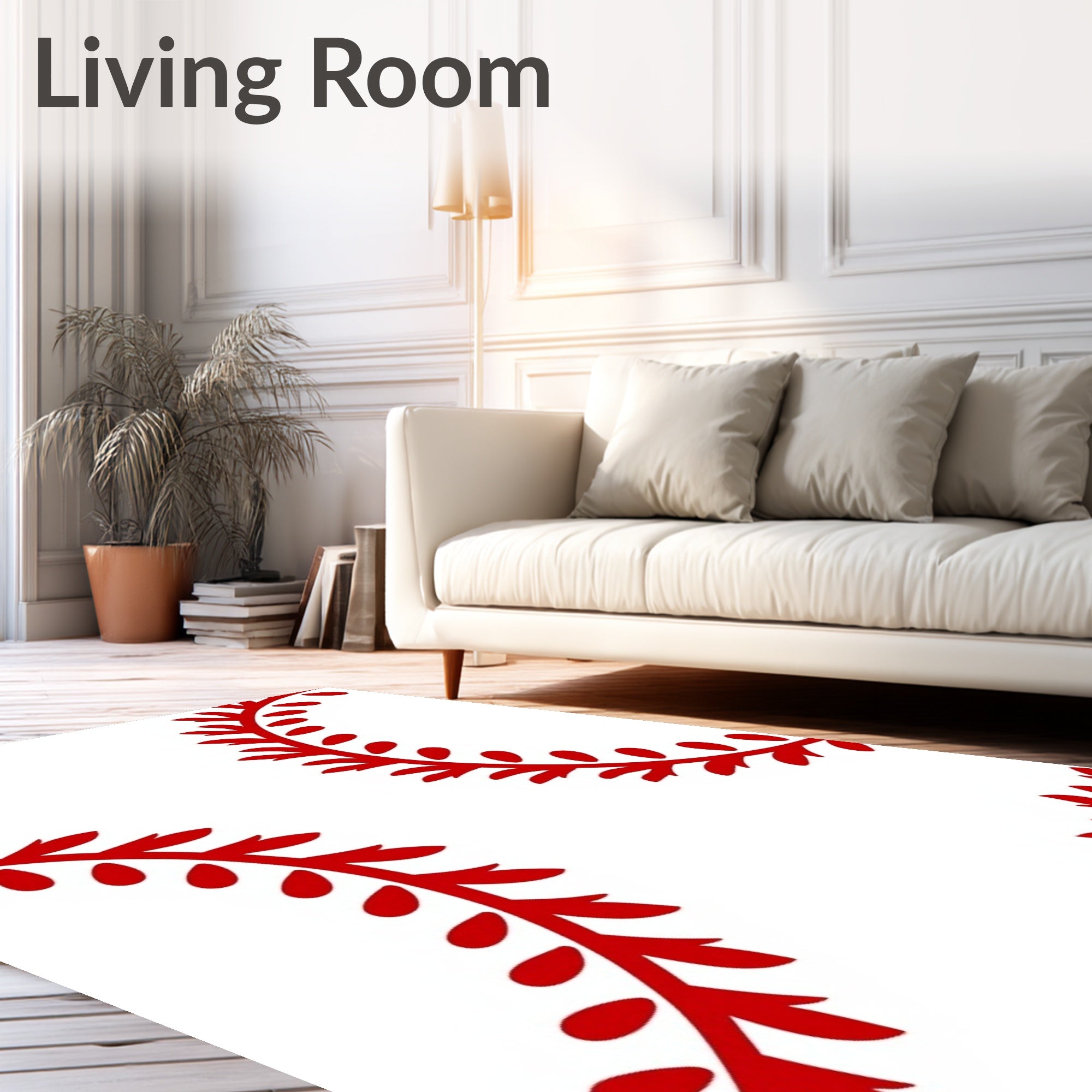 Crimson Vine Border Arrangement Rug