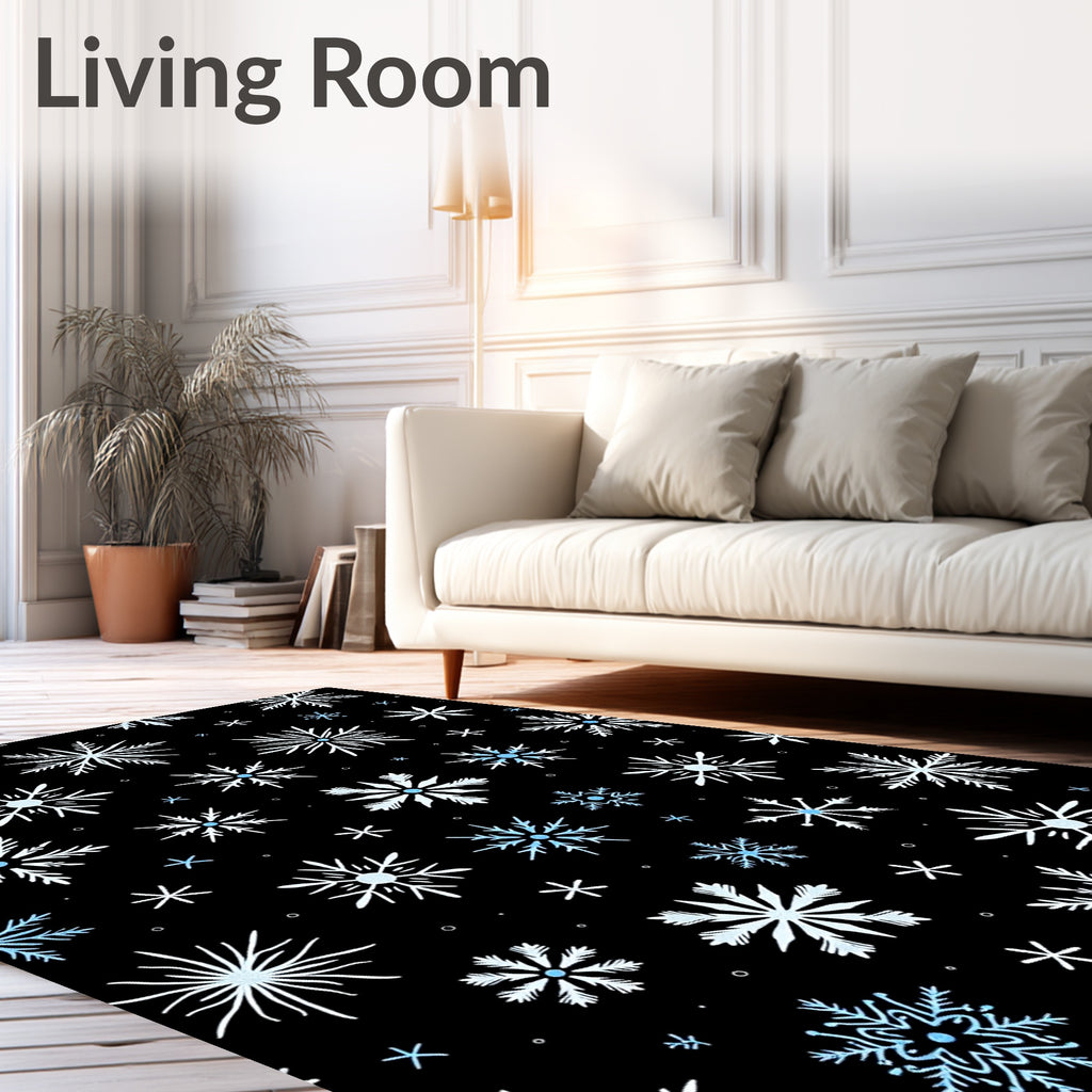 Winter White Blue Snowflake Scatter Rug