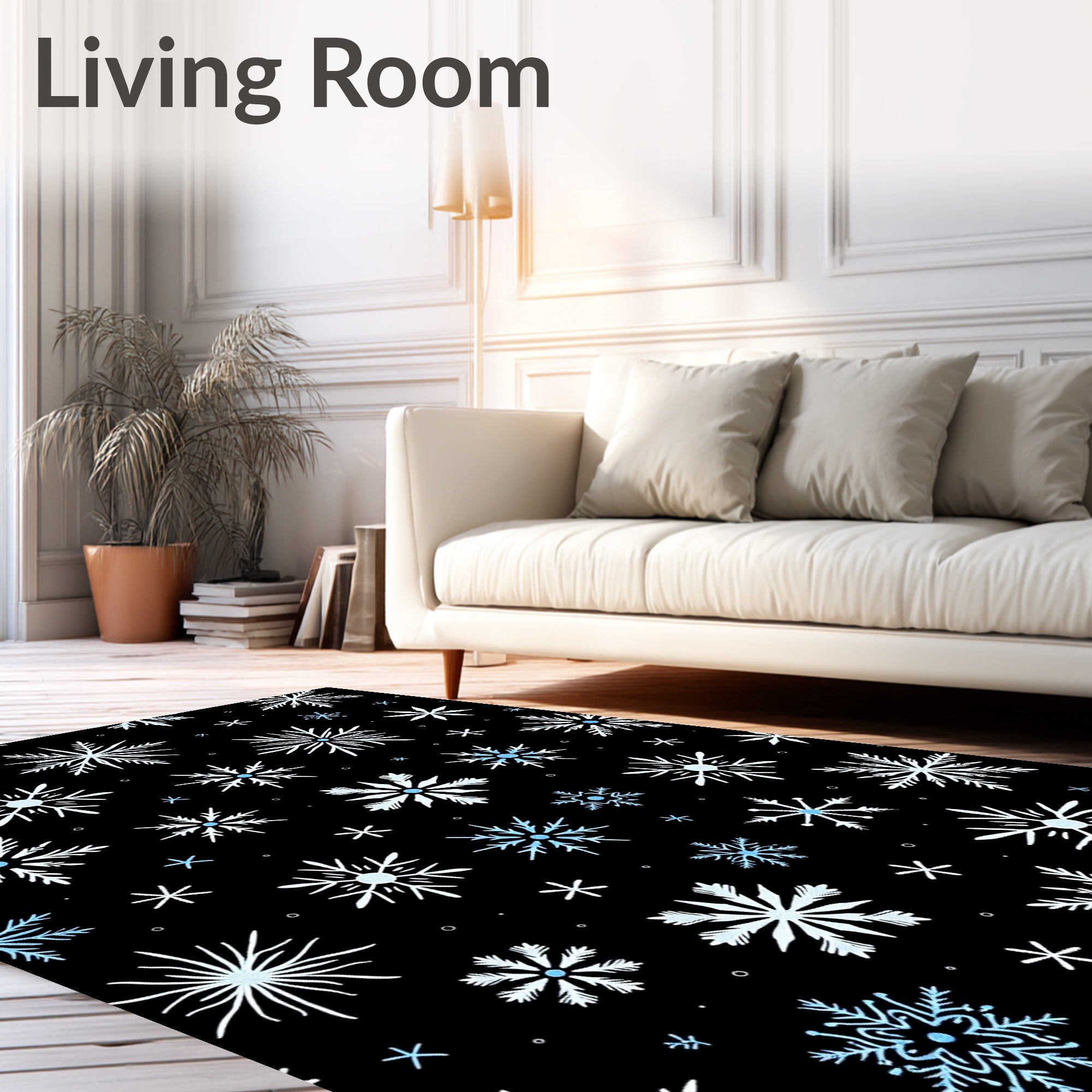 Winter White Blue Snowflake Scatter Rug
