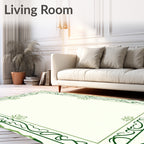 Green Leafy Vine Border Rug