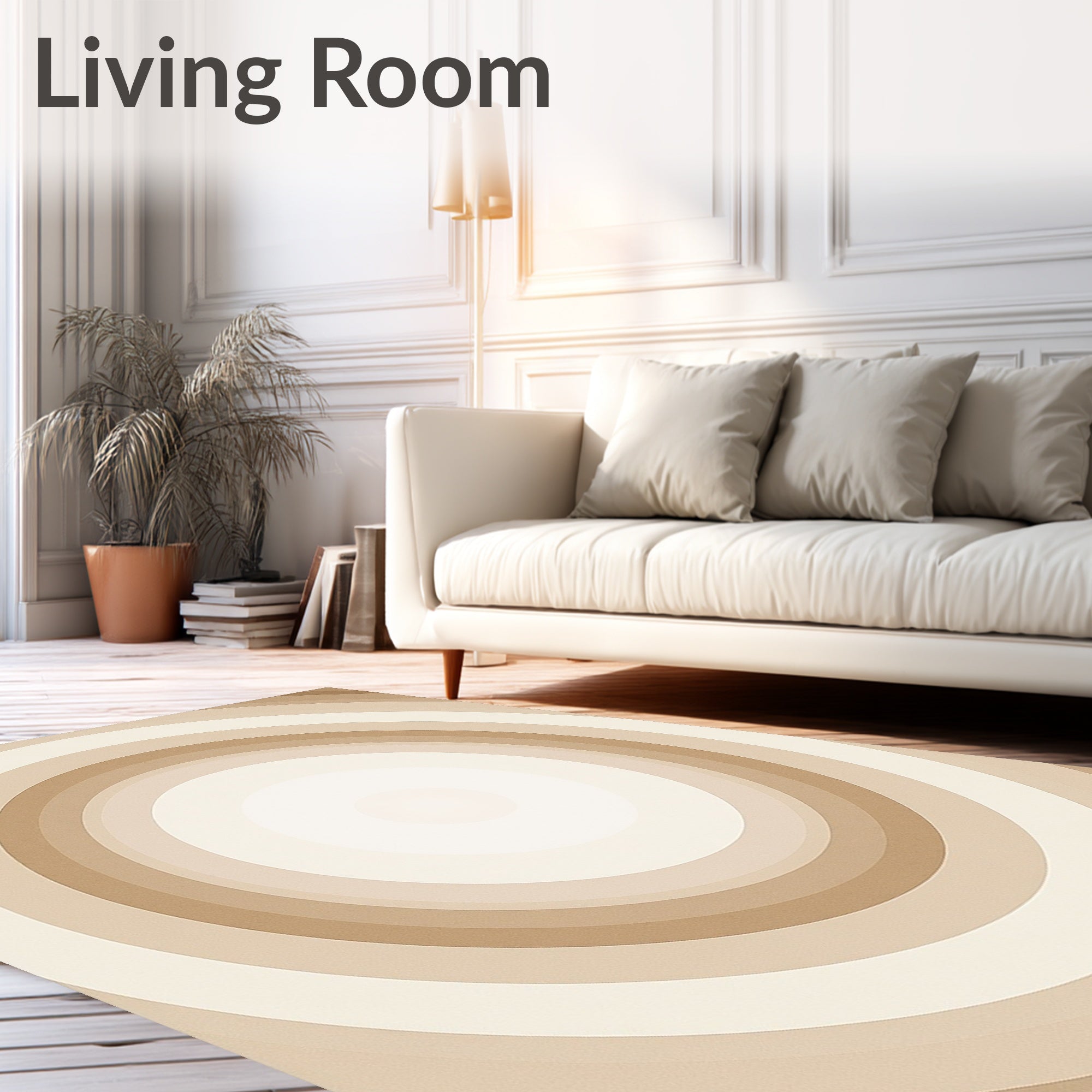Neutral Gradient Concentric Circles Rug