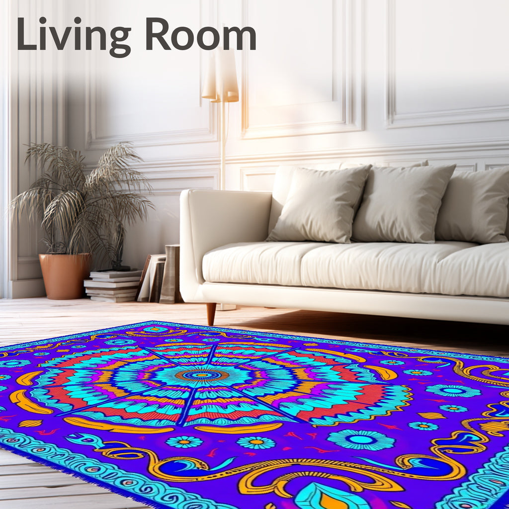 Vibrant Purple Psychedelic Floral Sun Rug
