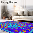 Vibrant Purple Psychedelic Floral Sun Rug