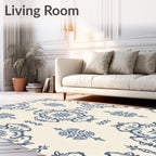 Blue Ivory Classic Floral Medallion Rug
