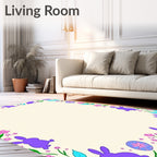 Playful Purple Bunny Floral Easter Rug