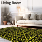Yellow Black Geometric Rhythmic Lattice Rug