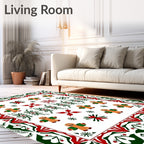 Christmas Gingerbread Man Snowflake Border Rug