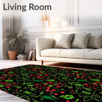 Whimsical Berry and Leaf Collage Rug