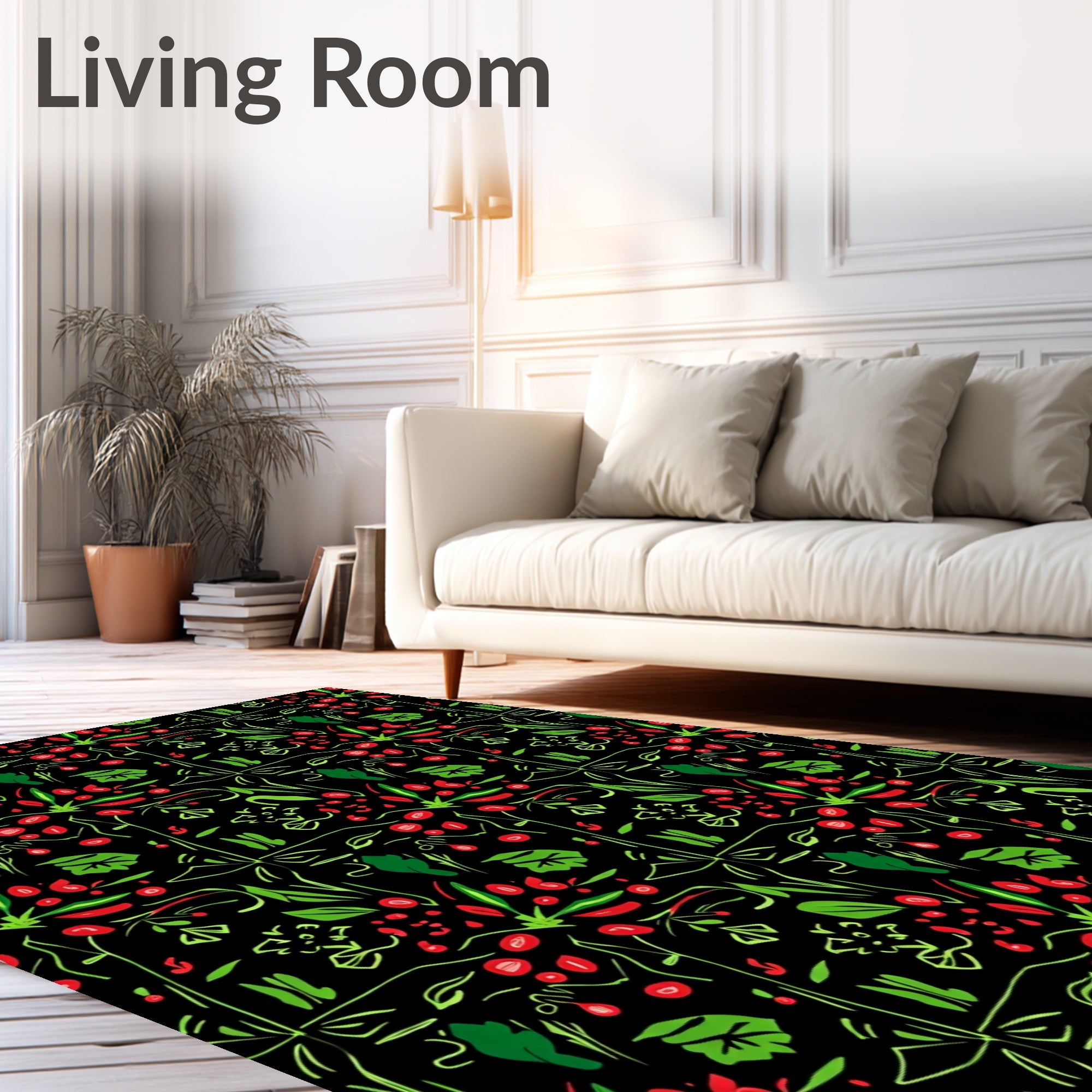 Whimsical Berry and Leaf Collage Rug