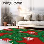 Red Evergreen Snowflakes Garland Rug