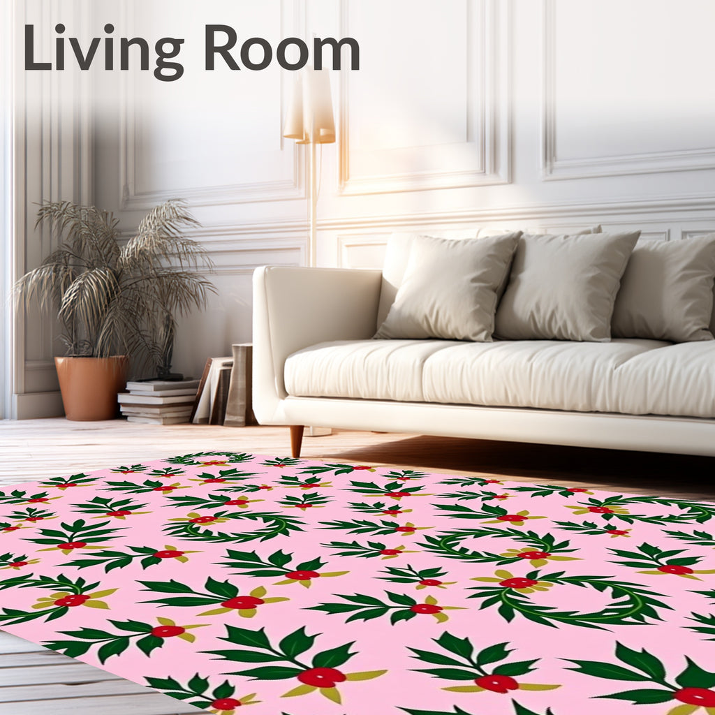 Pink Holly Berry Wreath Arrangement Rug