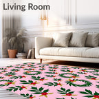 Pink Holly Berry Wreath Arrangement Rug
