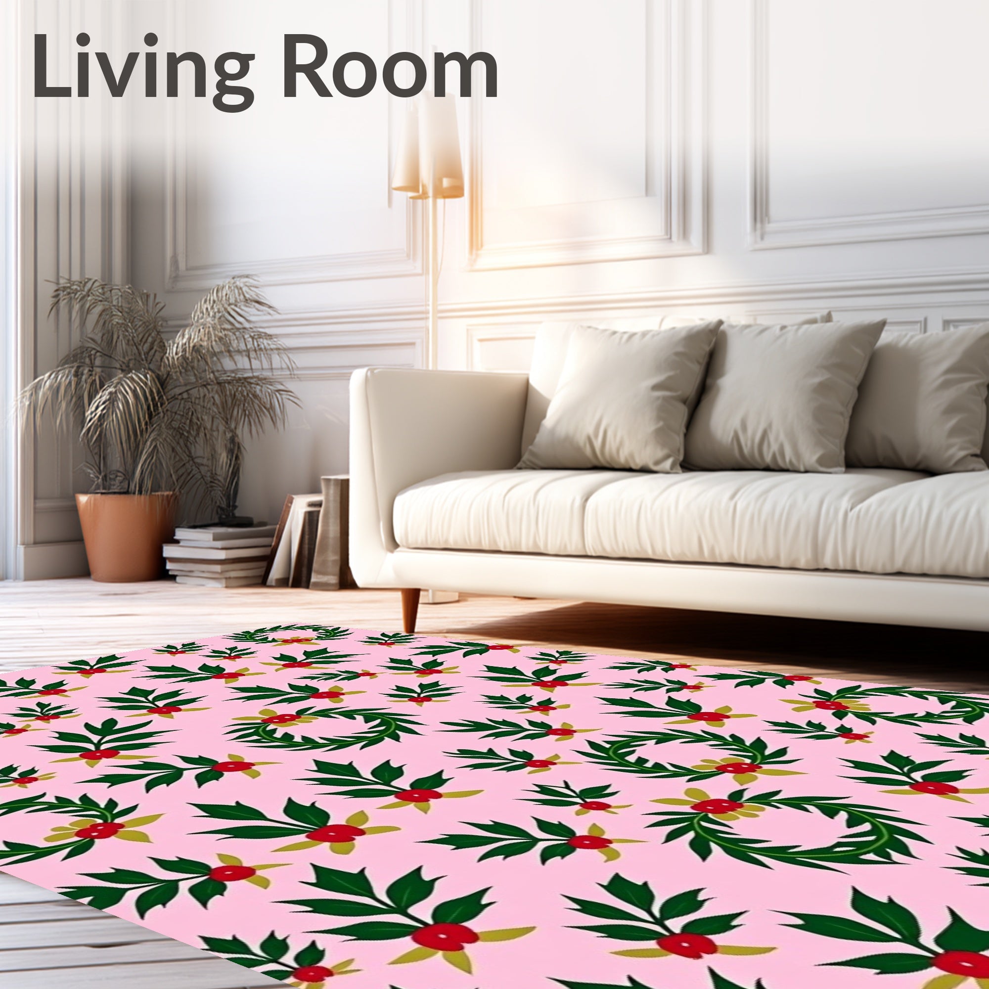 Pink Holly Berry Wreath Arrangement Rug