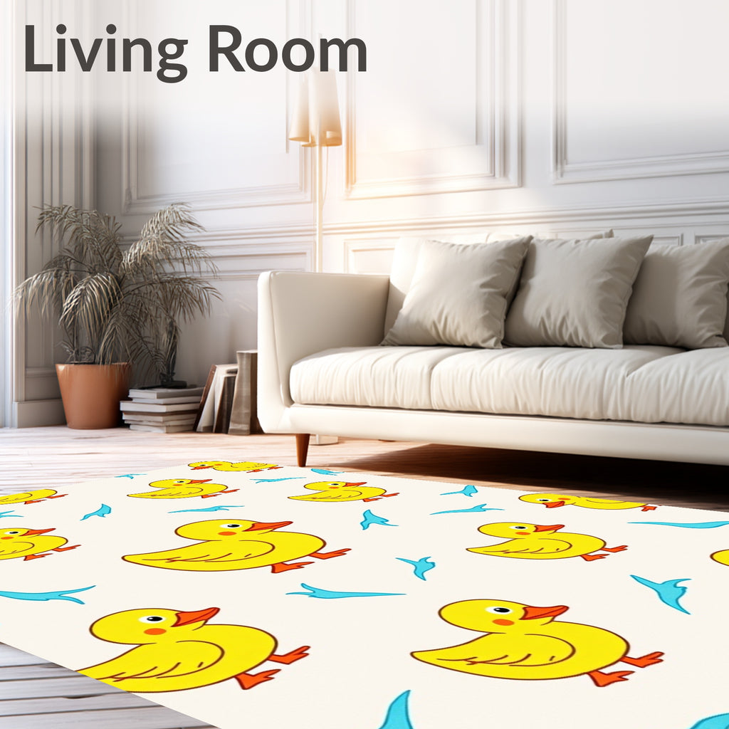 Cute Yellow Ducklings Spreading Joy Rug