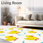 Cute Yellow Ducklings Spreading Joy Rug