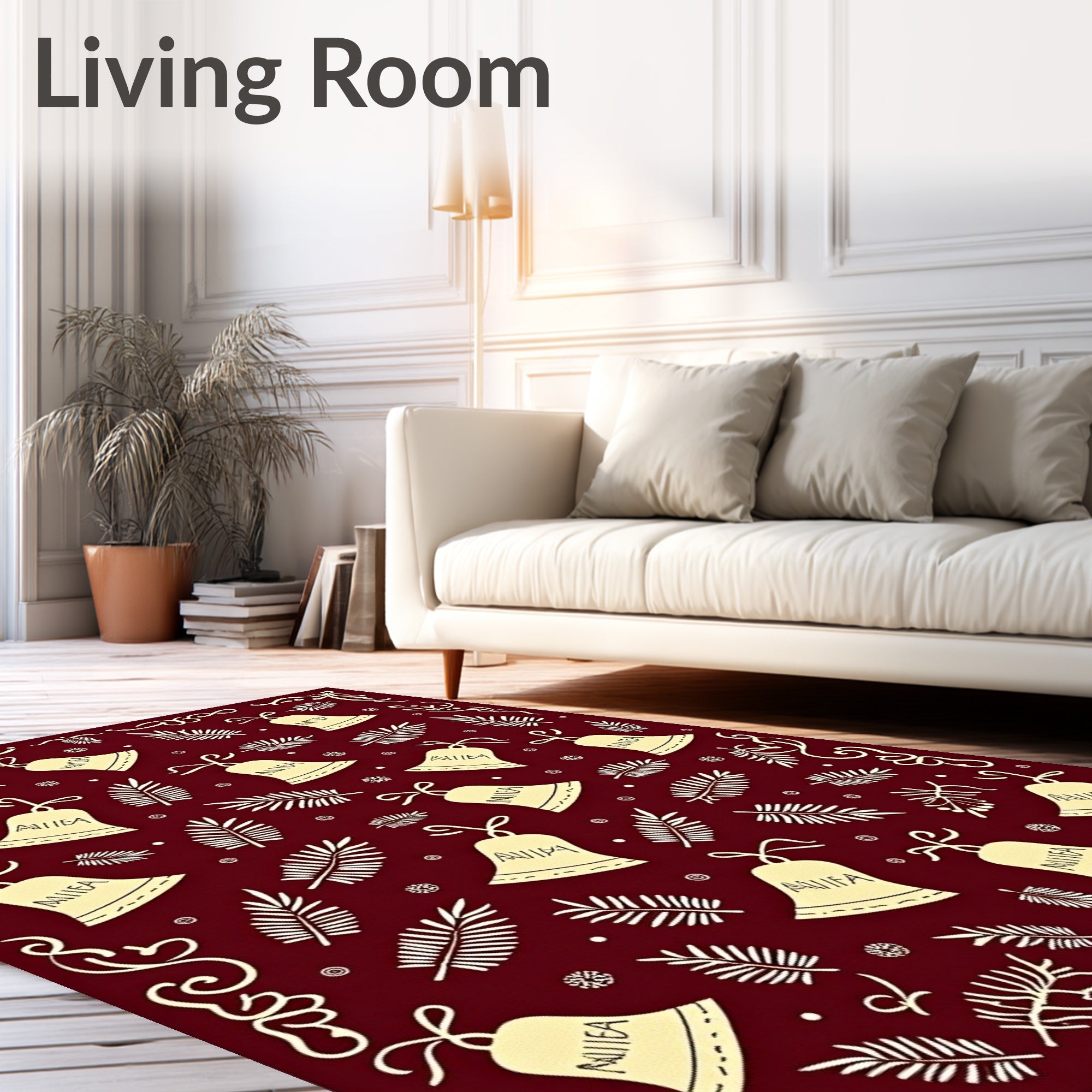 Burgundy Bell Fern Border Medley Rug