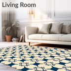 Ivory Navy Geometric Labyrinth Rug