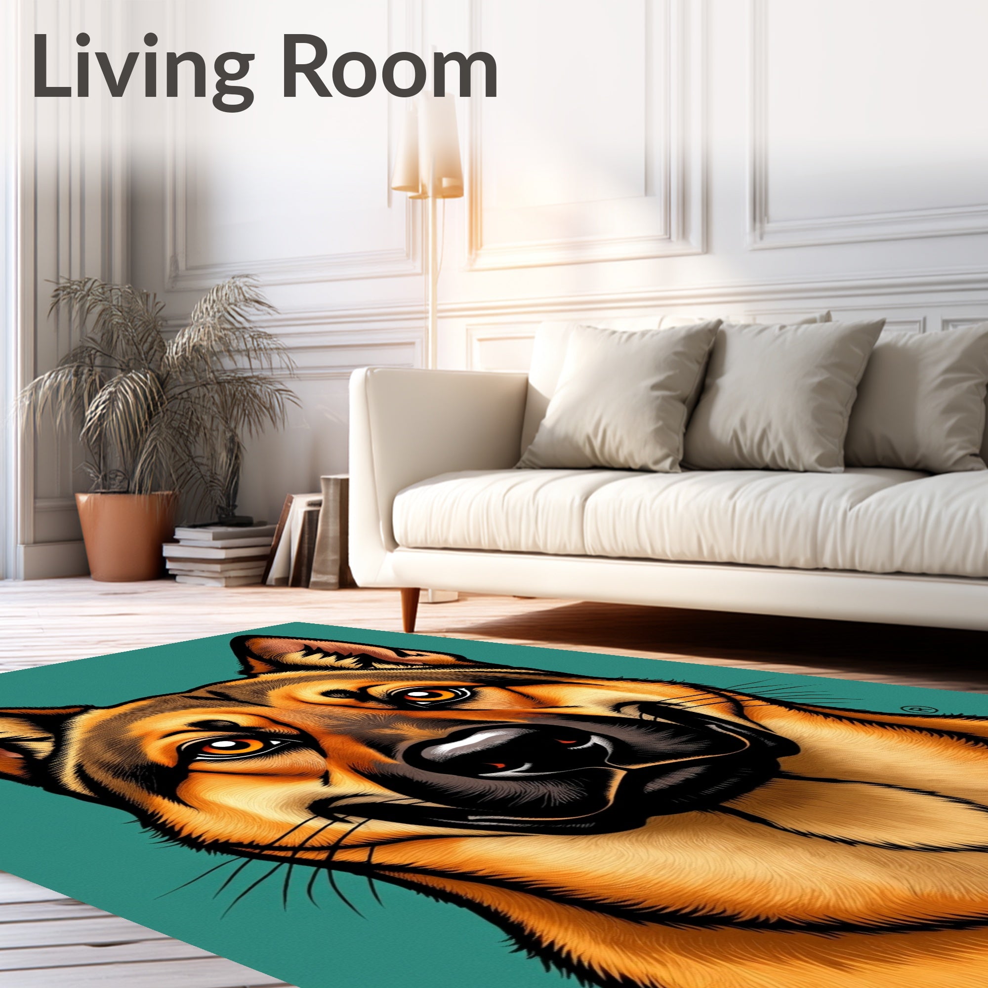 Majestic German Shepherd Amber Eyed Portrait Rug
