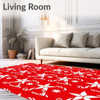 White Star Candy Cane Festive Holidays Red Rug
