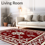 Classic Crimson Floral Garden Rug