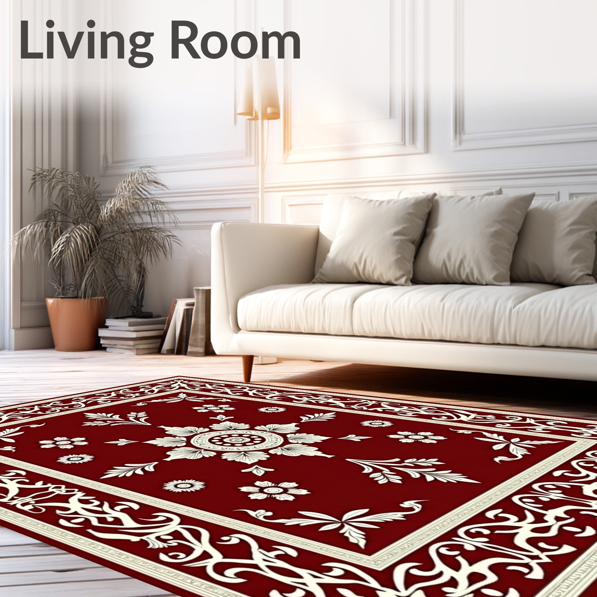 Classic Crimson Floral Garden Rug