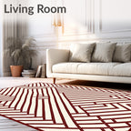 Crimson Herringbone Interlocking Lines Rug