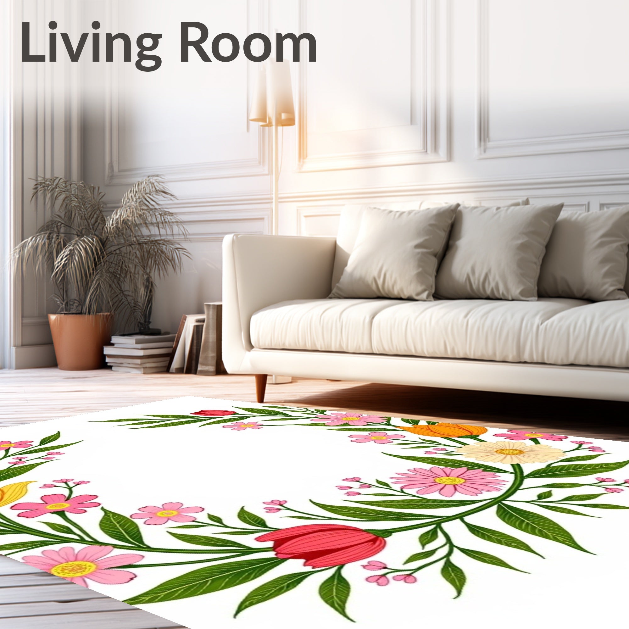 Whimsical Floral Wreath Garden Rug