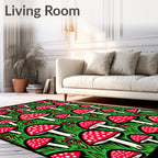 Red White Mushroom Forest Garden Rug