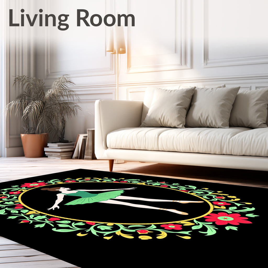 Emerald Ballerina Floral Oval Charm Rug