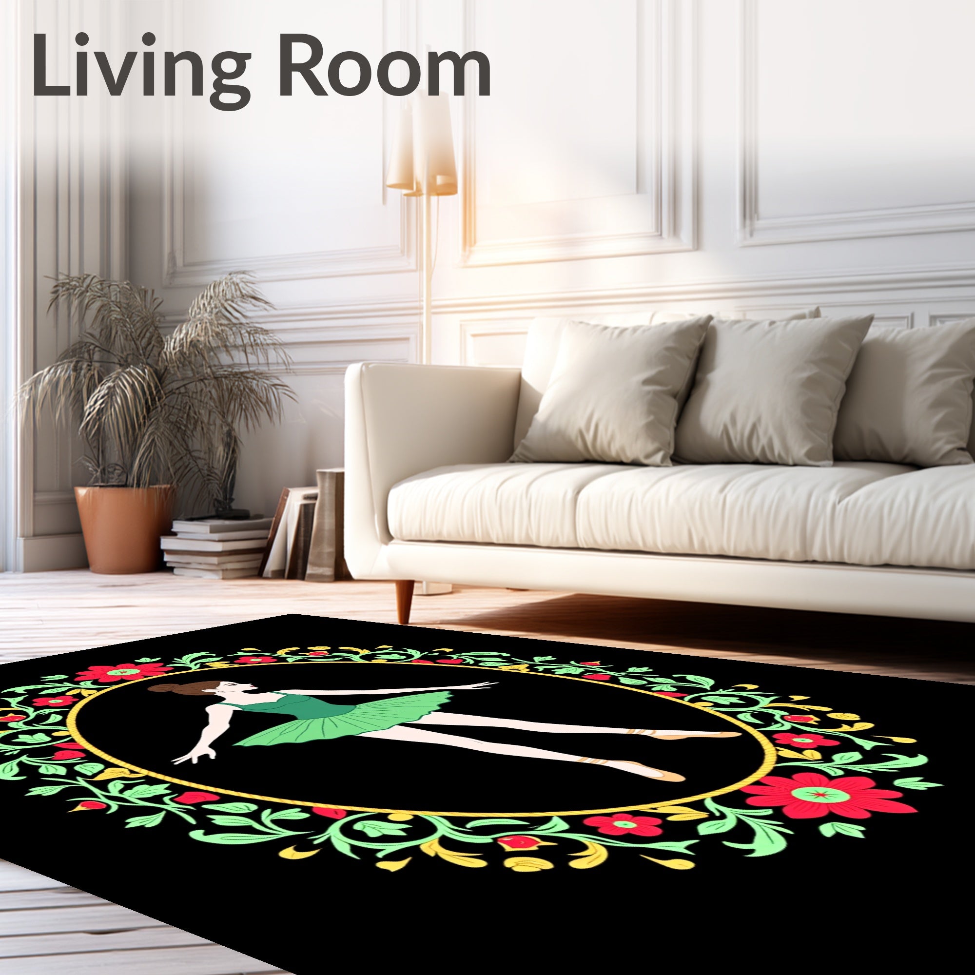 Emerald Ballerina Floral Oval Charm Rug